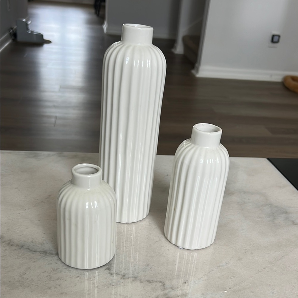 Elegant White Ceramic Vase Set